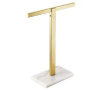 KOKOSIRI Hand Towel Holder Stand Towel Rack with Marble Base for Bathroom Kitchen Vanity Countertop, Gold Stainless Steel 15.7'' Height THS0002-SM-BG