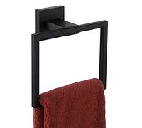 KOKOSIRI Hand Towel Ring Shower Towel Hanger Holder Bath Towel Holder Bathroom Lavatory Stainless Steel Wall Mount, Matte Black, B3004BK