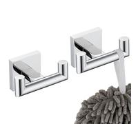 KOKOSIRI Robe Hook Bathroom Double Towel Coat Hooks for Bath Kitchen Wall Mounted, 2 Pack Chrome Stainless Steel B1015CH-P2