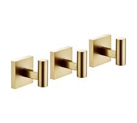 KOKOSIRI Robe Hooks Bathroom Towel Coat Hook for Bath Kitchen Wall 3 Pack Brushed Gold Stainless Steel B1013BG-P3