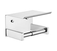 KOKOSIRI Roll Paper Holder Spring Loaded Bathroom Toilet Paper Holder Adhesive Tissue Roll Holder with Shelf Wall Mount Stainless Steel Polished Chrome B2012CH