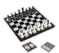 KOKOSUN 3 in 1 Travel Chess, Checkers, Backgammon Set, Magnetic Folding Board Games, Educational Toys/Gift for Kids and Adults (S - 25x25cm)