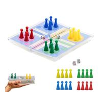 KOKOSUN Ludo Game Board Set - 15 Centimeters, Mini Magnetic Folding Portable Travel Board Game for Kids - Pocket Crystal Style