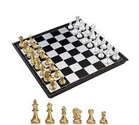 KOKOSUN Magnetic Chess Set with Folding Chess Board Gold and Silver Pieces Storage Convenient, Educational Toys/Gift for Kids and Adults (32×32cm)