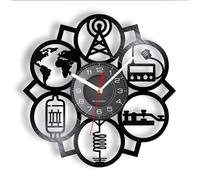 KoKoty 12 Inch Vinyl Clock Radio Amateur Satellite Association Wall Clock Made Of Laser Cut LP Record Physics Enthusiasts Modern Wall Watch