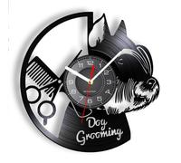 KokoTy 12 Inchs Wall Clock Dog Grooming Salon Vinyl Record Wall Clock Home Art Decor Scottish Terrier Puppy Dog Craft Wall Watch For Pet Shop Groomer Gift