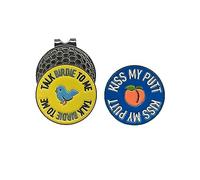 Koku Sports Talk Birdie to Me - Funny Emoji Golf Ball Marker with Hat Clip - Men's and Women's Golf Novelty Gift (Set Includes 2 Removable Golf Ball Markers, 1 Magnetic Hat Clip)