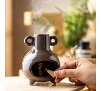 KOKUNKA Ceramic Chiminea Palo Santo Holder, Modern Incense Holder Burner for Sticks Sage Bundles Cone Incense, Chimenea Incense Dish for Meditation Decor, Brown