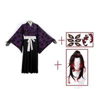 Kokushibo Cosplay Costume Anime Demon Slayer Kimetsu No Yaiba Kokushibo Wig Kimono Haori Uniform Helloween Men costume wig XXL