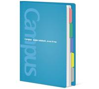 KOKUYO 5 Subject Spiral Notebook, Campus A4 Refillable Journal with 5 Tab Dividers, 100 Sheets in 7mm Dotted Ruled Loose Leaf Paper, Light Blue, Japan Import