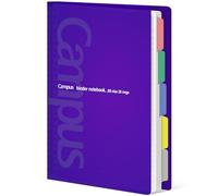 KOKUYO 5 Subject Spiral Notebook, Campus B5 Refillable Journal with 5 Tab Dividers, 100 Sheets in 5mm Ruled Loose Leaf Paper, Purple, Japan Import (RU-P333NV & NO-836C)
