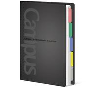 KOKUYO 5 Subject Spiral Notebook, Campus B5 Refillable Journal with 5 Tab Dividers, 100 Sheets in 7mm Dotted Ruled Loose Leaf Paper, Black, Japan Import