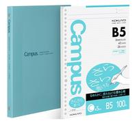 KOKUYO 5 Subject Spiral Notebook, Campus B5 Refillable Journal with 5 Tab Dividers, 65 Sheets Capacity, 100 Sheets in 5mm Ruled Loose Leaf Paper, Business Slim Type, Light Blue, Japan Import