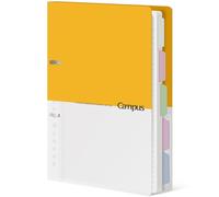 KOKUYO 5 Subject Spiral Notebook Journal, Campus 110 Sheets B5 Refillable Notebook with Dividers Tabs, 6mm Dot Lined Binder Notebook for Work School Note Taking. 9" x 10.5", Yellow
