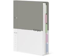 KOKUYO 5 Subject Spiral Notebook Journal, Campus 110 Sheets B5 Refillable Notebook with Dividers Tabs, 6mm Dot Lined Binder Notebook for Work School Note Taking. 9" x 10.5", Grey