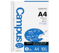KOKUYO A4 30 Hole 100 Sheets Ruled Loose-Leaf Paper (White, 210mm x 210mm, Style: Ruled)