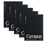 Kokuyo AMNO-3BTNX5-1 Notebooks, Campus Notebook, B5, With Dots, B Ruled, 5 Pack Black