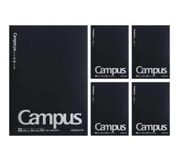 KOKUYO B5 Composition Notebooks, 5 Pack Campus Comp Book with Dot 6mm Ruled | 30 Sheets Narrow Line Spacing Journal Notebook for School Work Study Note Taking, 7.2"x10.2" Black with Silver Text Notebooks