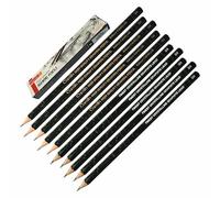 KOKUYO CAMLIN 2H Graded Artist Drawing Pencils Value Pack Finest Crystalline Graphite Lead Sketch Tone Draw Write (10 x 2H Grade Pencils + 2 x PATEL Black Ball Pens)