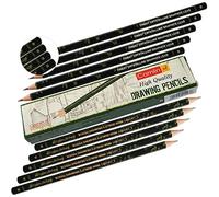 KOKUYO CAMLIN B Graded Drawing Pencils Combo Pack Sketch Tone Draw Write Finest Crystalline Graphite Lead (10 x B Grade Pencils + 4 x PATEL Black Ball Pens)