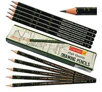 KOKUYO CAMLIN Graded Drawing Pencils Mega Pack Finest Crystalline Graphite Lead Write Shade Draw Sketch Tone (10 x B Grade Pencils + 4 x ZOFAX Grippo Black Ball Pens)