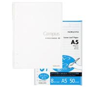 Kokuyo Campus 2x2 Spiral Binder Notebook, A5 Refillable Binders with 60 Refill Papers in 8mm Ruled, 80 Sheets Capacity, Light Color Notebook for School, Work, Note Taking. Transparent
