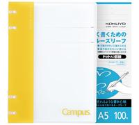 KOKUYO Campus 2x2 Spiral Binder Notebook Set, A5 Refillable Notebook + 60 Refill Papers with 5x5 Graph Ruled, 40 Sheet Capacity, Yellow, Perfect for Work, Study & Journal, Japan Import