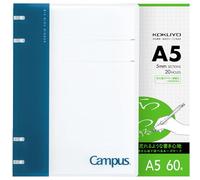 KOKUYO Campus 2x2 Spiral Binder Notebook Set, A5 Refillable Notebook + 60 Refill Papers with 5x5 Graph Ruled, 40 Sheet Capacity, Navy, Perfect for Work, Study & Journal, Japan Import
