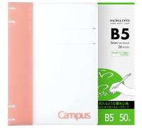 KOKUYO Campus 2x2 Spiral Binder Notebook Set, B5 Refillable Notebook + 50 Refill Papers with 5x5 Graph Ruled, 40 Sheet Capacity, Pink, Perfect for Work, Study & Journal, Japan Import