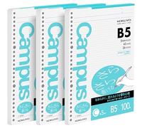 KOKUYO Campus B5 Loose Leaf Paper, 300 Sheets 5mm Ruled Binder Refill paper | Sarasara smooth 75gsm smooth filler paper in 7.2"x10.2", 26 holes narrow line spacing notebook paper for school, 100/pack