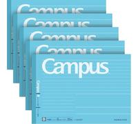KOKUYO Campus Composition Notebook, 5 Pack, Half Size Junior Composition Book, B 6mm Dotted Rule, 30 Sheets, Blue, Educational and Learning Activities for Kids (NO-293BT)