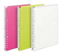Kokuyo Campus Easy-Carry Slim Binder "Smart-Ring" A5 20-Ring Set of 3 (Vivid Pink, Green & Clear, A5)