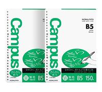Kokuyo Campus Loose Leaf Paper for Binders, 2 Pack Sarasara Smooth Writing Paper, B5, Blank, 26 Holes, 150 Sheets/Pack, pH Neutral, Bleed Resistant, 75gsm, Japan Import (NO-837WFN)