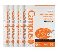 Kokuyo Campus Loose Leaf Paper for Binders, Sarasara Smooth Writing, A4, A 7mm Dotted Ruled, 30 Holes, 35 Lines, 50 Sheets, pH Neutral, Bleed Resistant, 75gsm, Pack of 5, Japan Import (NO-816ATN)