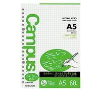 Kokuyo Campus Loose Leaf Paper for Binders, Sarasara Smooth Writing, A5, 5mm Grid Ruled, 20 Holes, 60 Sheets, pH Neutral, Bleed Resistant, 75gsm, Japan Import (NO-807S-5)