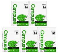 Kokuyo Campus Loose Leaf Paper for Binders, Sarasara Smooth Writing, B5, 5mm Grid Ruled, 26 Holes, 50 Sheets, pH Neutral, Bleed Resistant, 75gsm, Pack of 5, Japan Import (NO-837S-5),White