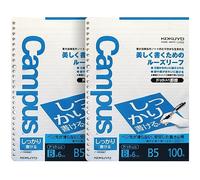 Kokuyo Campus Loose Leaf Paper for Binders, Sarasara Smooth Writing, B5, A 7mm Dotted Ruled, 26 Holes, 31 Lines, 100 Sheets, pH Neutral, Bleed Resistant, 75gsm, Pack of 2, Japan Import (NO-836ATN)