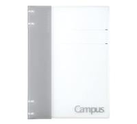 Kokuyo Campus Refillable Notebook, B5 2x2 Slim Ring Binder Notebook with Customizable Title Page, 40 Sheets Capacity. Suitable for 26 Holes Loose Leaf Paper, Gray (RU-NP704M)