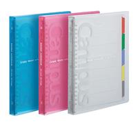 Kokuyo Campus Slide Binder with 5 Tab Dividers, Slim Type, A5, 20 Holes, Up to 65 Sheets, 3 Colors of Blue, Pink & Transparent, Japan Import (RU-P133)