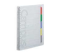 Kokuyo Campus Slide Binder with 5 Tab Dividers, Slim Type, A5, 20 Holes, Up to 65 Sheets, Transparent, Japan Import (RU-P133NT)