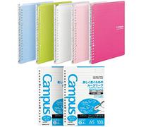 KOKUYO Campus Smart Ring Binder, Up to 25 Sheets, A5, 20 Holes, 5-Color & 200 Sheets Papers Set