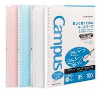 Kokuyo Campus Smart Ring Binder, Up to 25 Sheets, B5, 26 Holes (Clear, Light Blue, Light Pink & 100 Sheets Paper Set)
