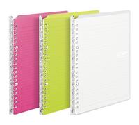 Kokuyo Campus Smart Ring Binder, Up to 25 Sheets, B5, 26 Holes, Set of 3 (Clear, Yellow & Pink Set)