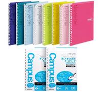 KOKUYO Campus Smart Ring Binder, Up to 25 Sheets, B5, 26 Holes (Total 8-Color & 2 Sheets Paper Set) ル-SP130