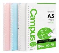 Kokuyo Campus Smart Ring Binders 3 Pack, A5 Binder Notebooks + 60 Sheets Graph Filler Paper, 25 Sheet Capacity, 20 Ring, Slim Binder Folder for Meeting and Classes, Light Color, Japan Import