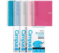Kokuyo Campus Smart Ring Binders 5 Pack, B5 Binder Notebooks, 60 Sheets Capacity, 26 Holes Slim Binder Folder and 300 Sheets Campus Loose-Leaf Paper for Work, Study and Journal, Japan Import