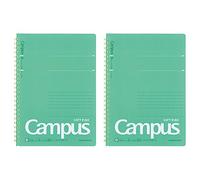KOKUYO Campus Soft Ring Notebook, A5, B 6mm Dot Ruled, 29 Lines, 50 Sheets, Green, Set of 2, Japan Import (SU-S131BT-G)