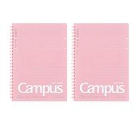 KOKUYO Campus Soft Ring Notebook, A5, B 6mm Dot Ruled, 29 Lines, 50 Sheets, Pink, Set of 2, Japan Import (SU-S131BT-P)