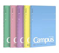 KOKUYO Campus Soft Ring Notebook, A5, B 6mm Dot Ruled, 29 Lines, 50 Sheets, Set of 5 Colors, Japan Import (SU-S131BT)