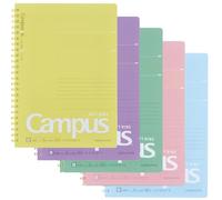 KOKUYO Campus Soft Ring Notebook, A5, B 6mm Dot Ruled, 29 Lines, 50 Sheets, Set of 5 Colors, Japan Import (SU-S131BT)